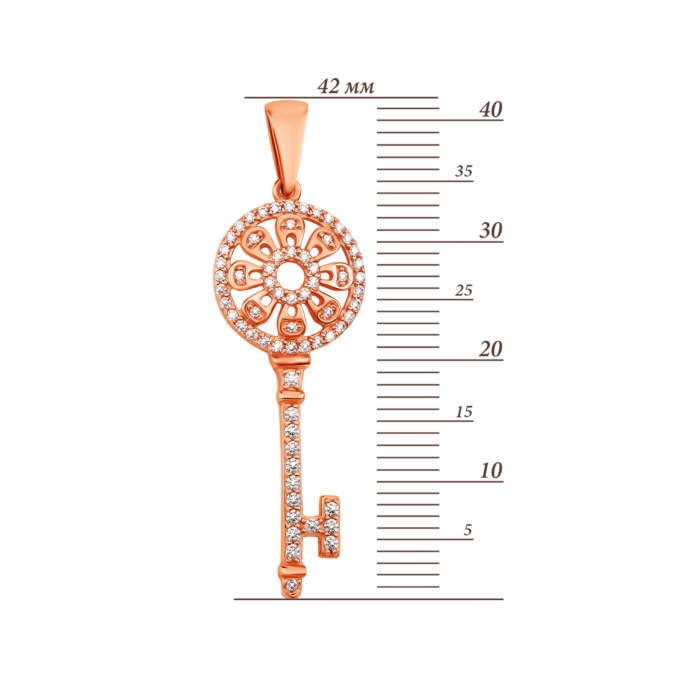 Золота підвіска Ключик з фіанітами. Артикул UG5ПВ922и