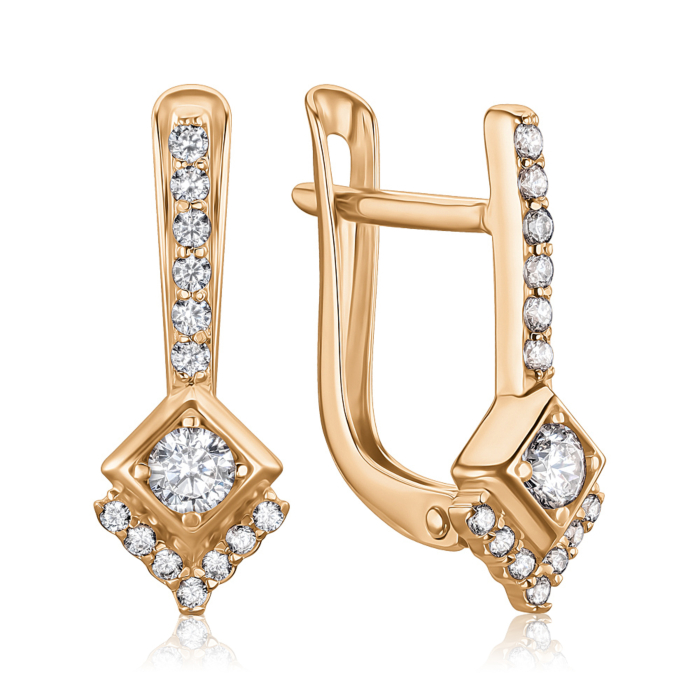 Золоті сережки з фіанітами 23329/01/0/409