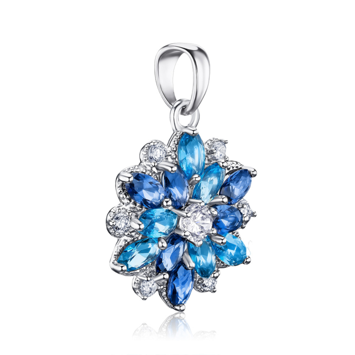 Срібна підвіска з штучним сапфіром, шпінеллю та фіанітами 35329/12/1/3331
