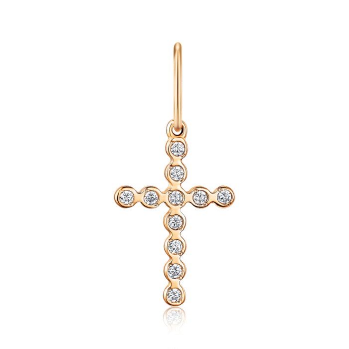 Золотий хрестик з фіанітами. Артикул 3749