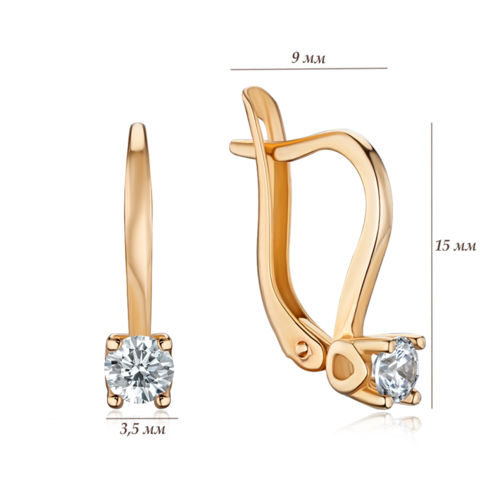 Золоті сережки з фіанітами. Артикул 21059