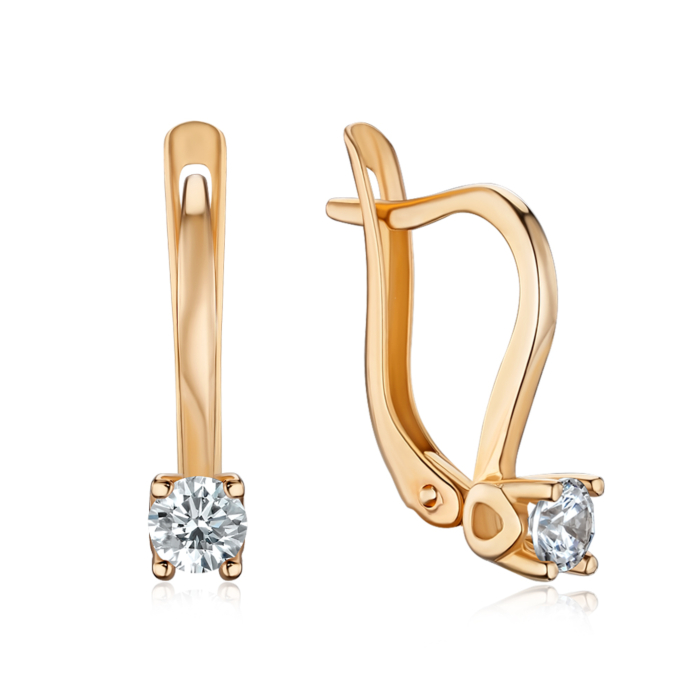 Золотые серьги с фианитами. Артикул 21059