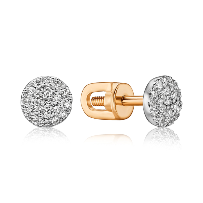 Золоті пусети з діамантами. Артикул 52859/0.8S