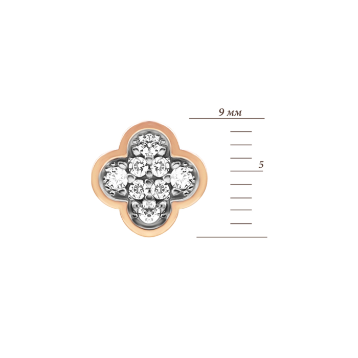Срібні пусети з позолотою та фіанітами. Артикул UG5958С.Rh