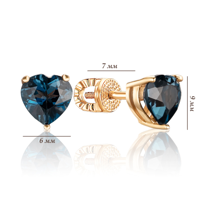 Золоті сережки-пусети з топазом London 540069/01/0/7980