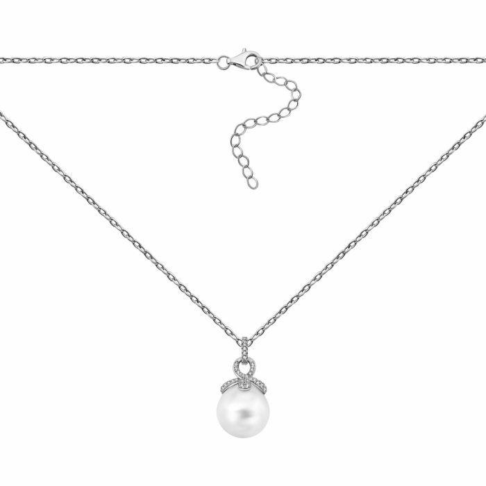 Серебряное колье с жемчугом и фианитами. Артикул UG5N37081-R