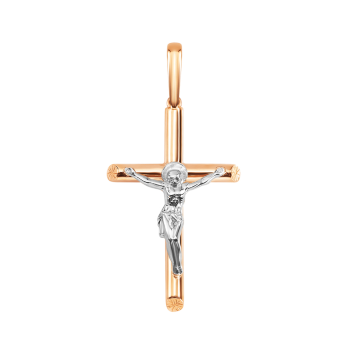 Золотой крестик. Распятие Христа. Артикул UG5КР054и