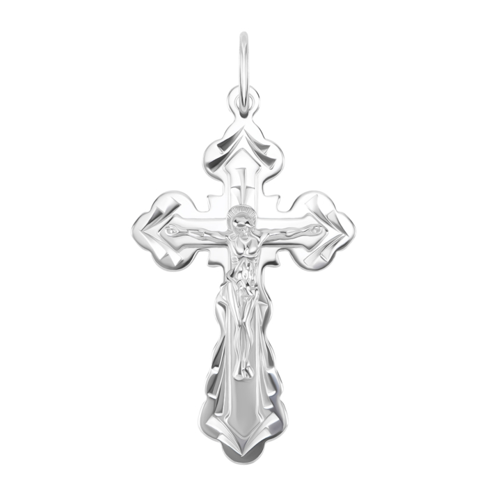 Золотой крестик. Распятие Христа. Артикул UG511185-НВ бел