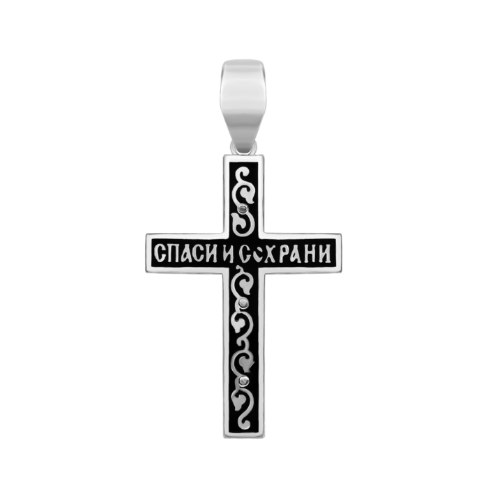 Серебряный крестик с эмалью. Распятие Христа. Артикул UG5219 Р ( ч)