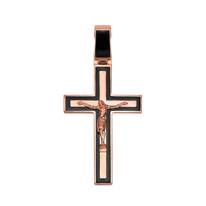 Золотий хрестик з емаллю. Розп'яття Христове. Артикул UG5311037610101