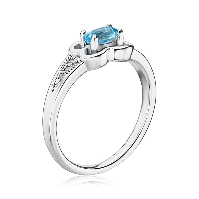 Серебряное кольцо с топазом и фианитами Тд 0014/топsw-R