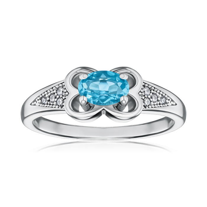 Серебряное кольцо с топазом и фианитами Тд 0014/топsw-R