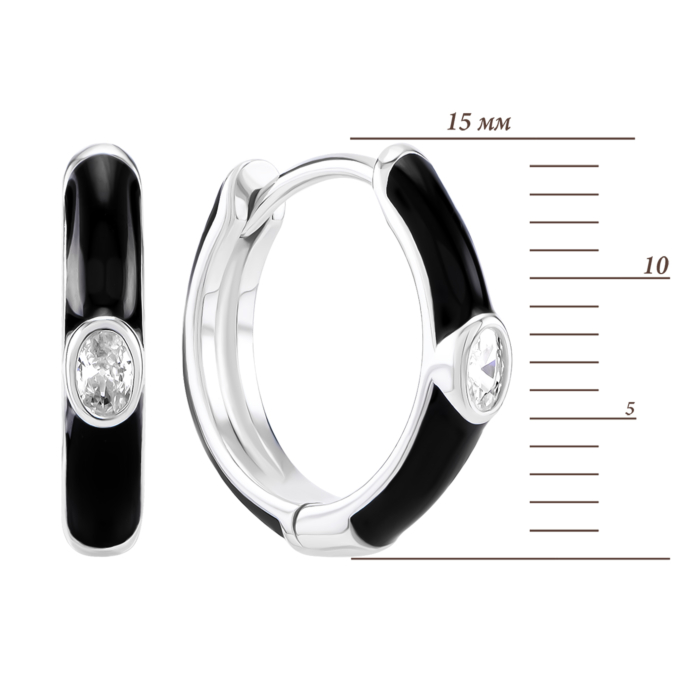 Срібні сережки-конго з емаллю та фіанітами. Артикул UG5B18506