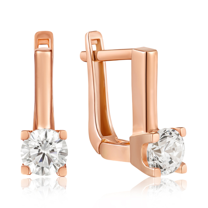 Золоті сережки з фіанітами. Артикул G-1233-E/01/1