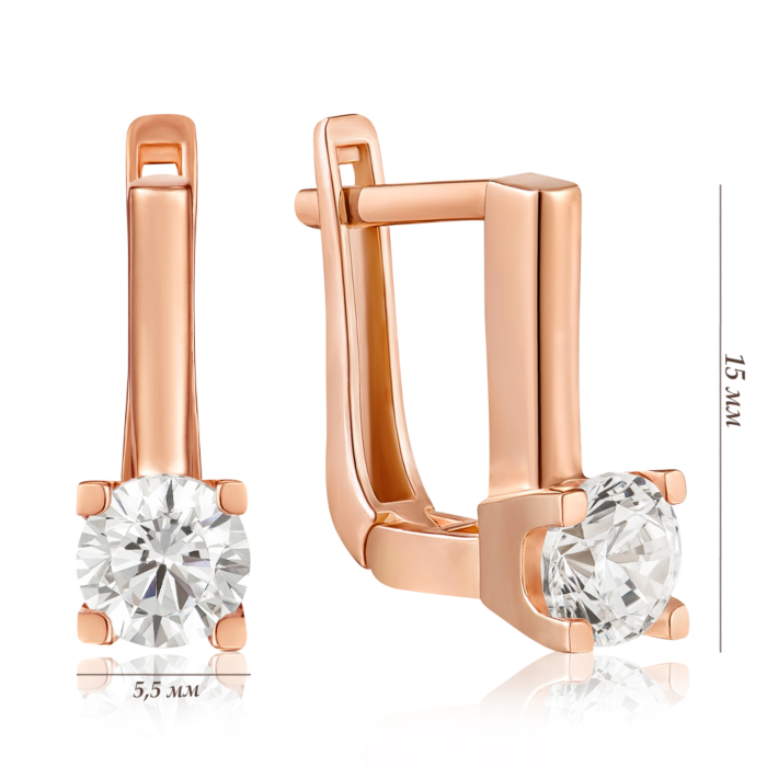 Золоті сережки з фіанітами. Артикул G-1233-E/01/1