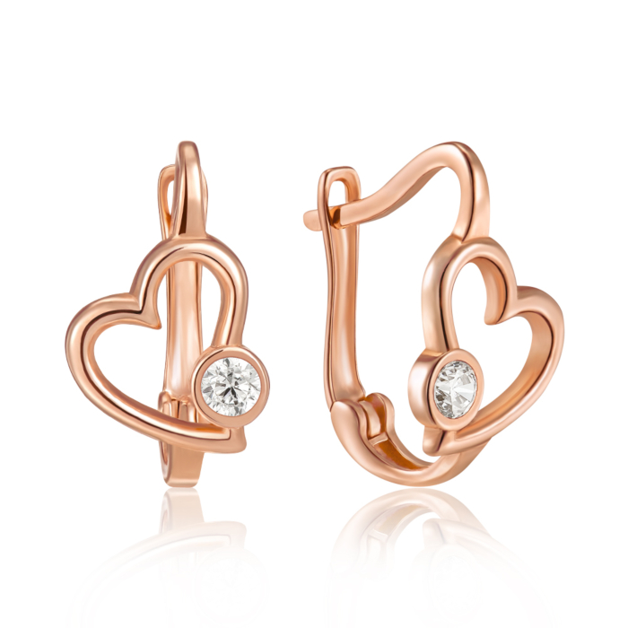 Золотые серьги с фианитом. Артикул G-213-E/01/1