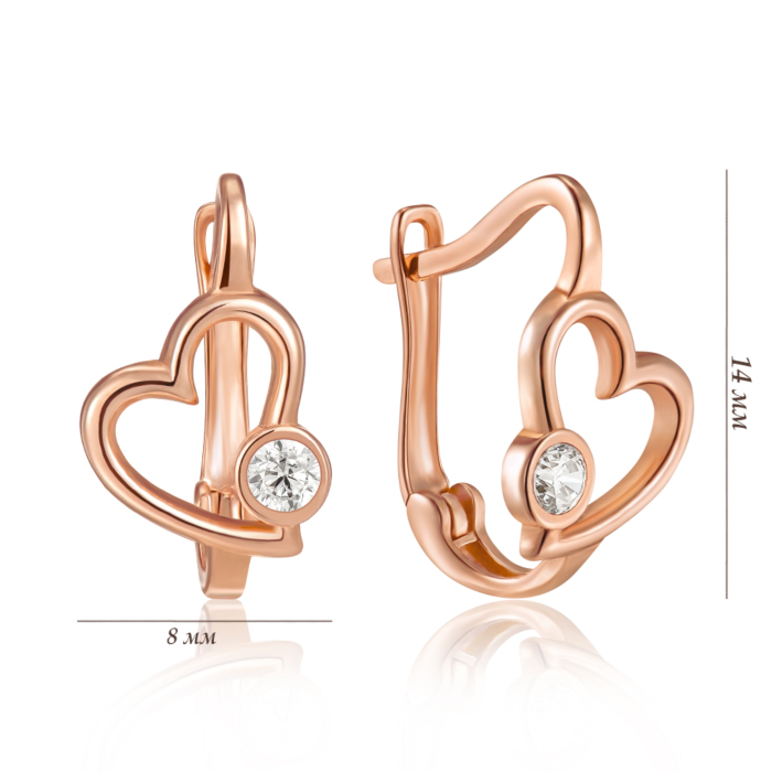 Золотые серьги с фианитом. Артикул G-213-E/01/1