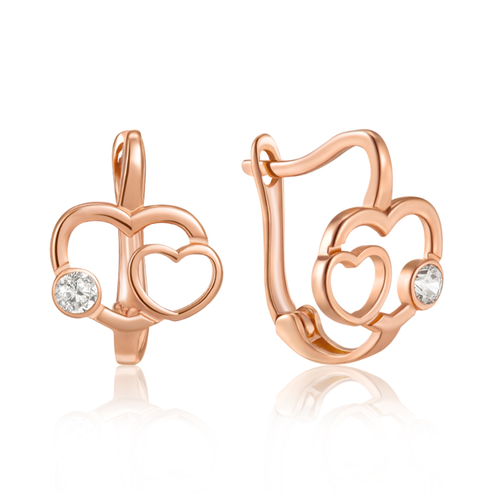 Золоті сережки з фіанітами. Артикул G-209-E/01/1