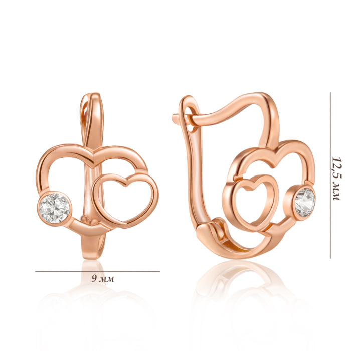 Золоті сережки з фіанітами. Артикул G-209-E/01/1