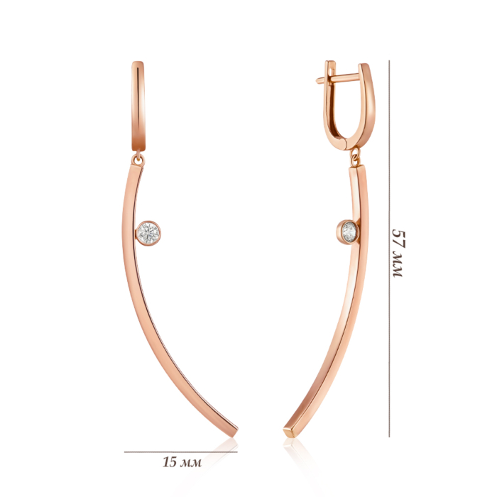 Золотые серьги с фианитом. Артикул P-EY02193-E/01/1