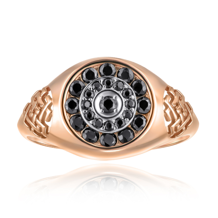 Золота печатка з фіанітами. Артикул 19156/01/1/2860