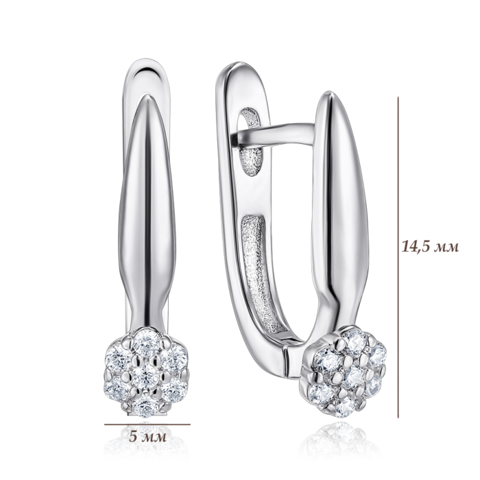 Срібні сережки з фіанітами. Артикул B02083-E/12/1