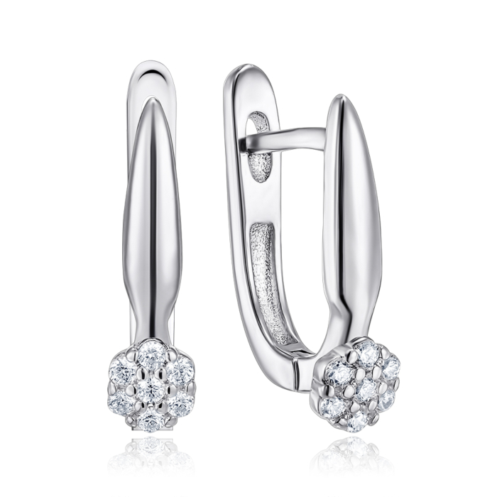 Срібні сережки з фіанітами. Артикул B02083-E/12/1