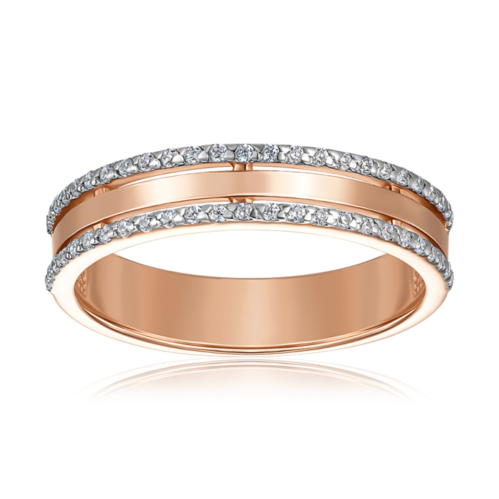 Золота обручка з фіанітами. Артикул 100015/01/1/42