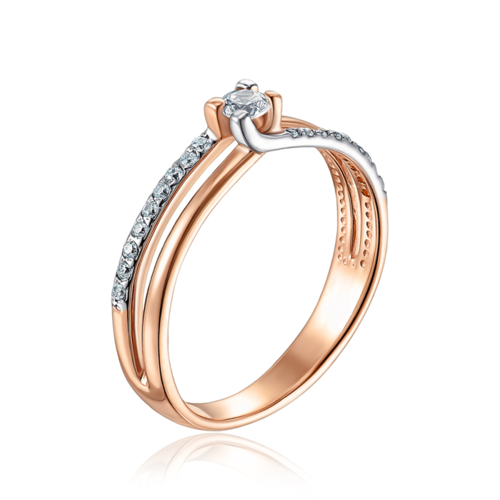 Золота каблучка з фіанітами. Артикул 12478