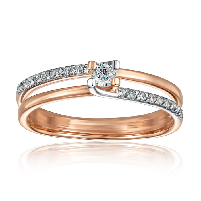 Золота каблучка з фіанітами. Артикул 12478