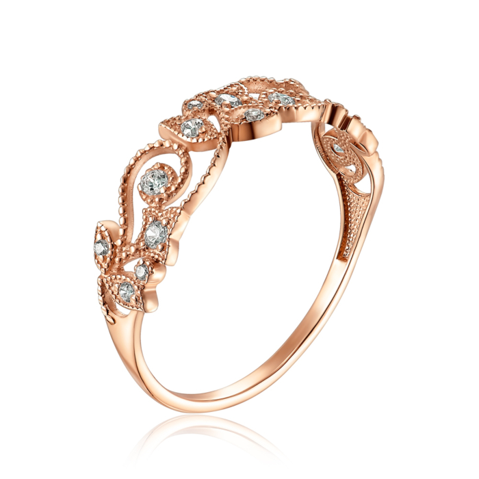 Золотое кольцо с фианитами. Артикул 12449 с