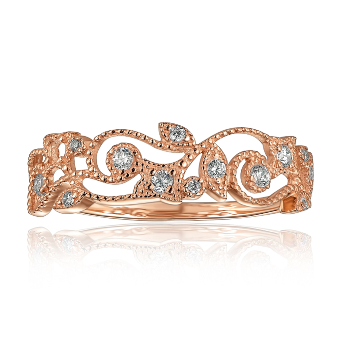 Золотое кольцо с фианитами. Артикул 12449 с