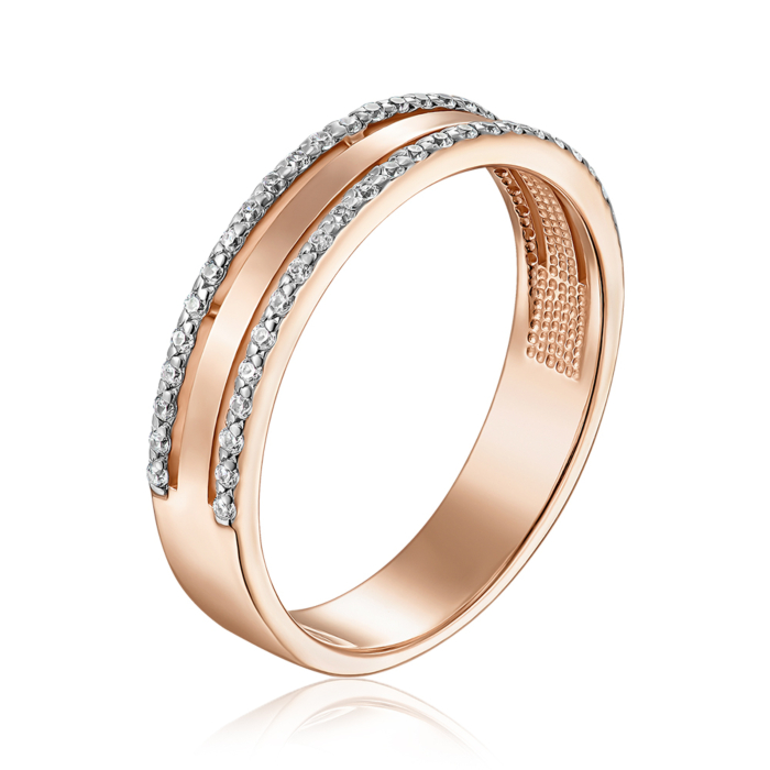 Золота обручка з фіанітами. Артикул 100015/01/1/42