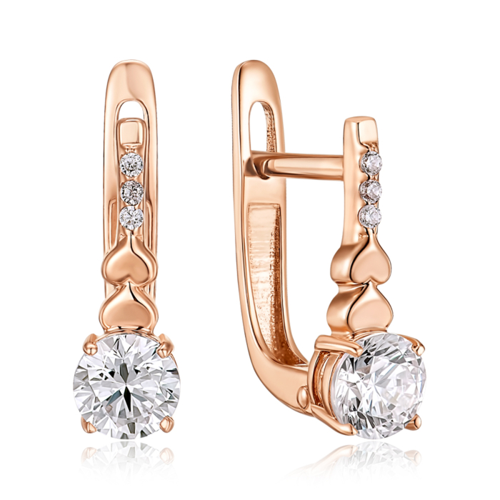 Золоті сережки з фіанітами. Артикул 23587/01/0/145