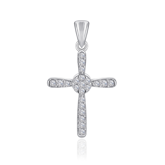 Срібний хрестик з фіанітами. Артикул G00020-P/12/1