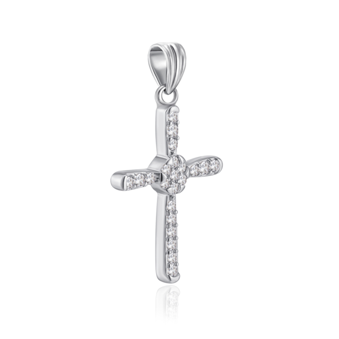 Срібний хрестик з фіанітами. Артикул G00020-P/12/1
