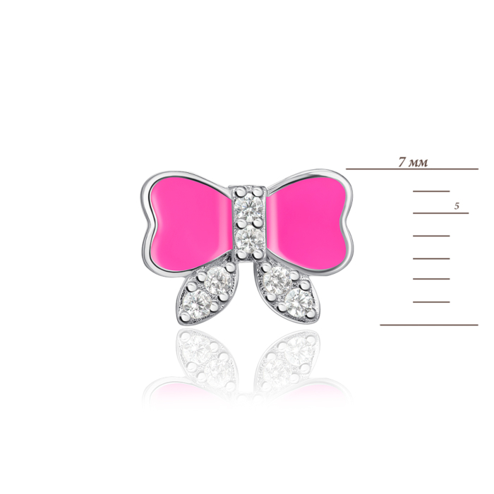 Серебряные пуссеты с эмалью и фианитами. Артикул SZDE06898-E/12/563