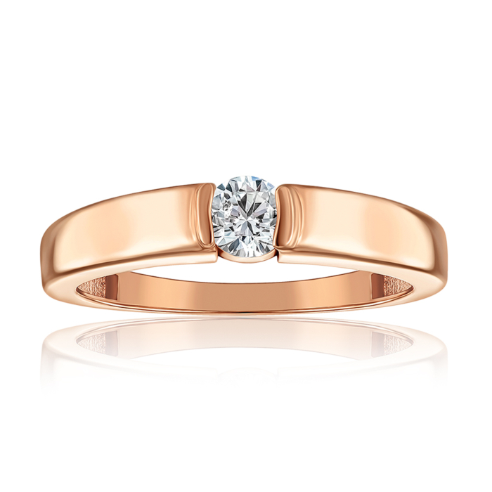 Золота каблучка з фіанітом. Артикул F-281-R/01/1