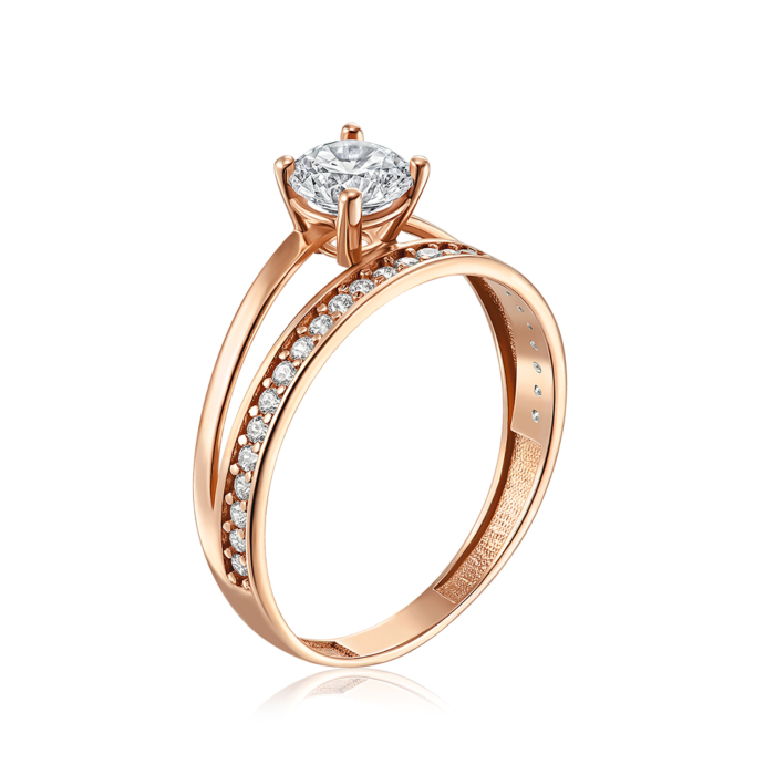 Золотое кольцо с фианитами. Артикул P-1781-R/01/1