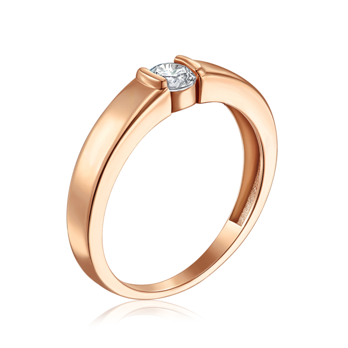 Золота каблучка з фіанітом. Артикул F-281-R/01/1