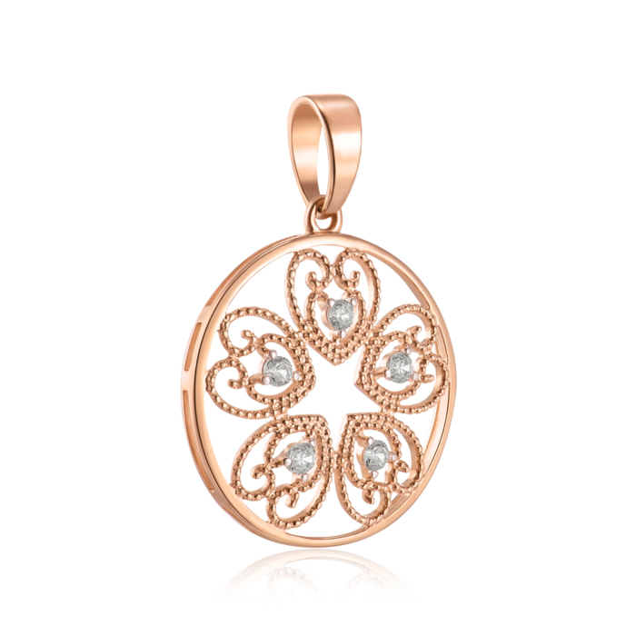 Золота підвіска з фіанітами. Артикул 32576/01/1/46