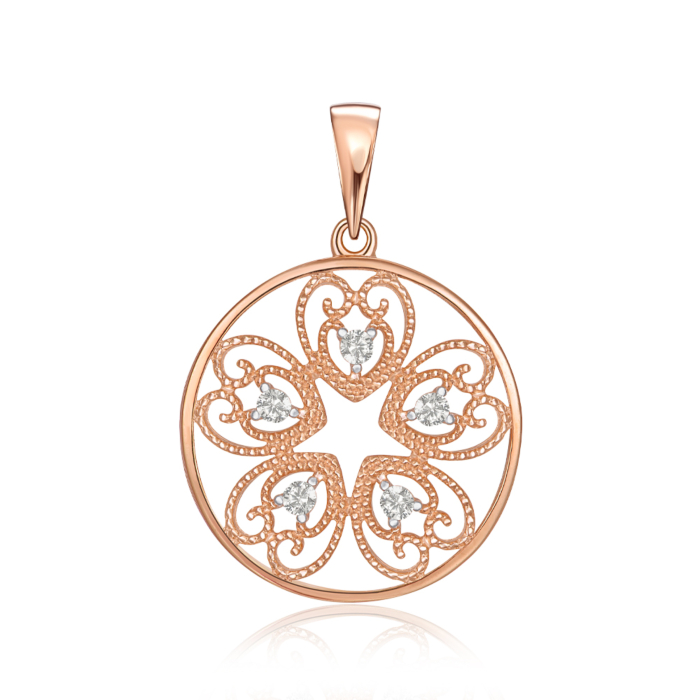 Золота підвіска з фіанітами. Артикул 32576/01/1/46