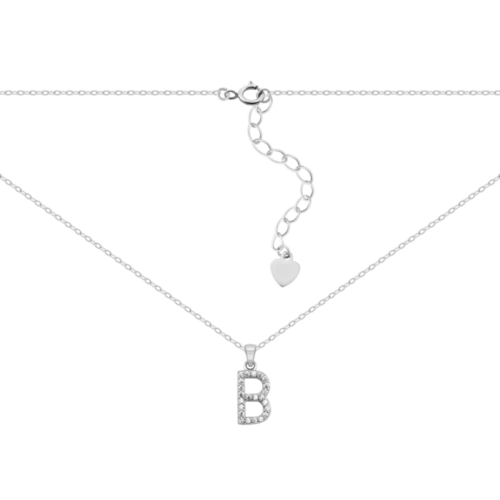 Серебряное колье Буква B с фианитами. Артикул UG5SZDN14333 B