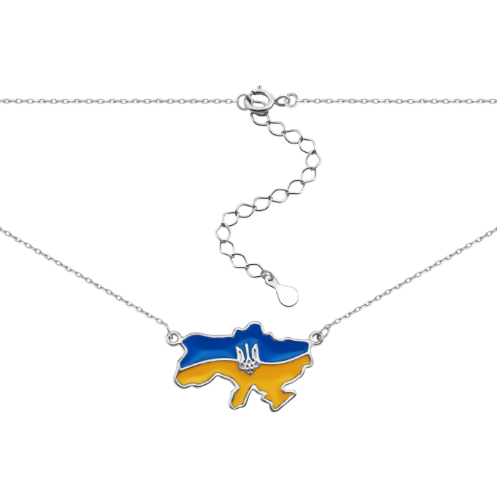 Срібне кольє Україна з емаллю. Артикул UG5ВС-411ер