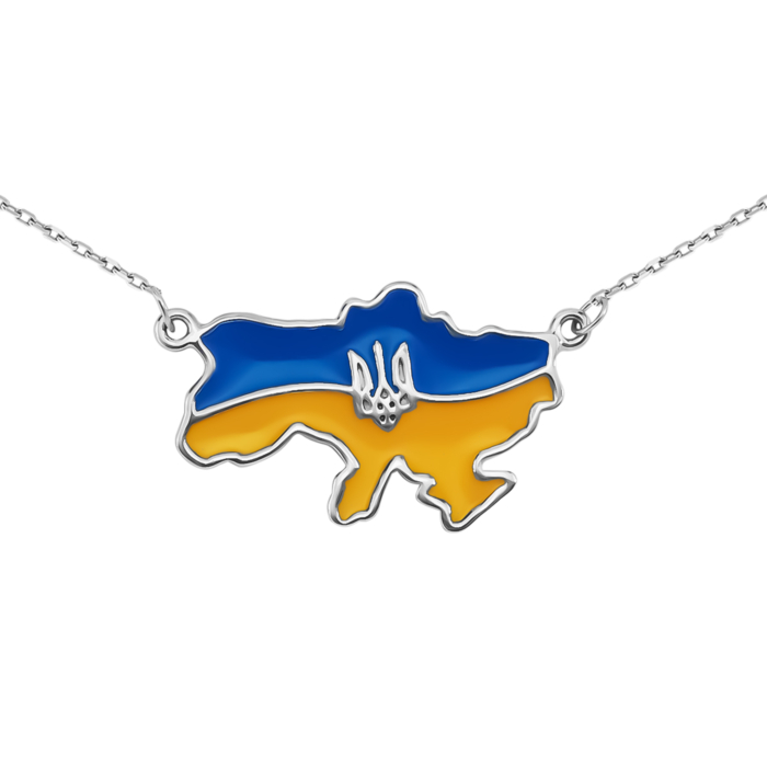 Срібне кольє Україна з емаллю. Артикул UG5ВС-411ер