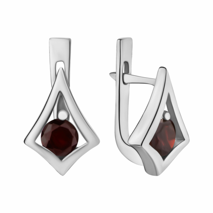 Серебряные серьги с гранатом. Артикул UG5с1273грRh
