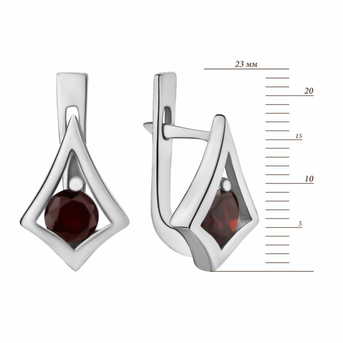 Серебряные серьги с гранатом. Артикул UG5с1273грRh