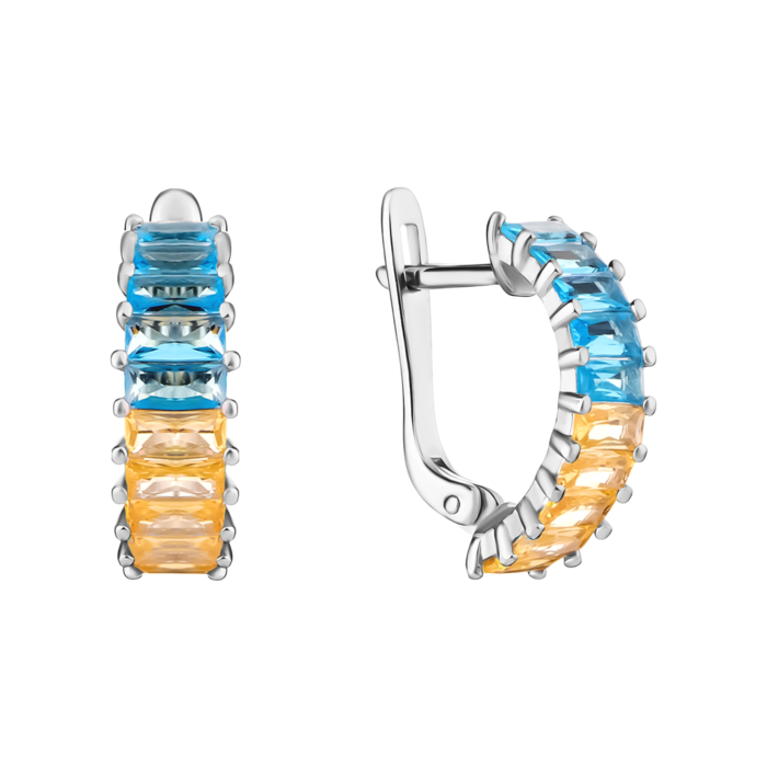 Срібні сережки Україна з фіанітами. Артикул UG520713zh-bl