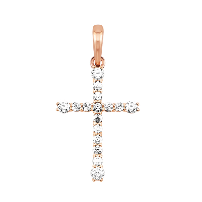 Золота підвіска Хрестик з фіанітами. Артикул UG531/0006/00/01/01