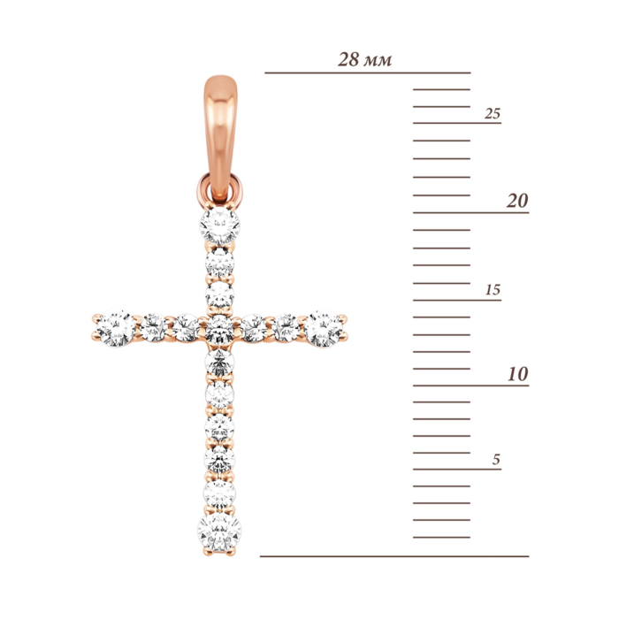 Золота підвіска Хрестик з фіанітами. Артикул UG531/0006/00/01/01
